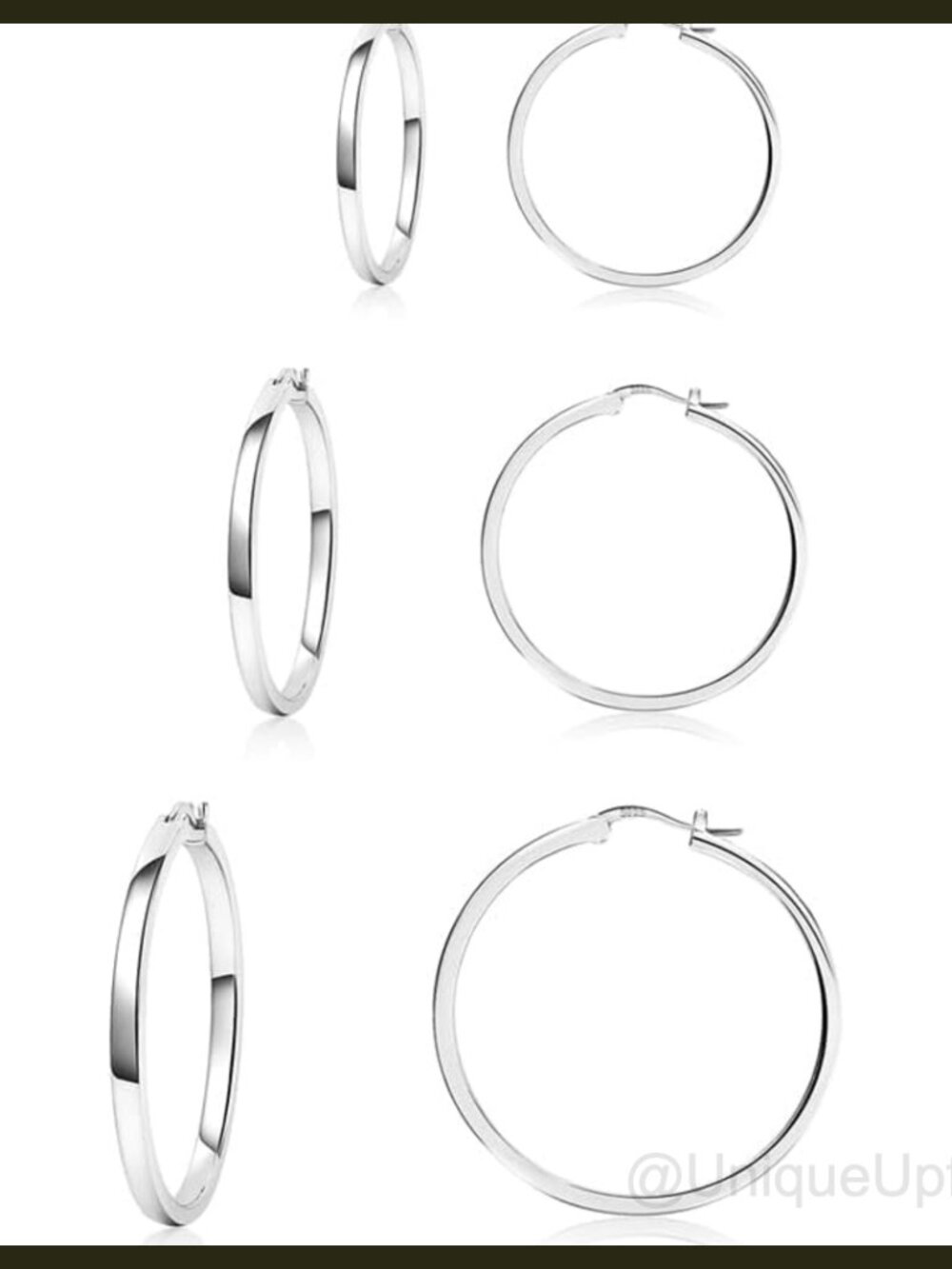 925 Sterling Silver Hoop Earrings Hypoallergenic 3 Pairs Set